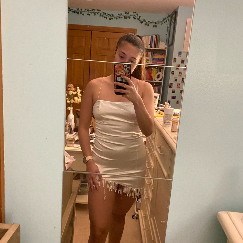 White beaded dress from Forever 21